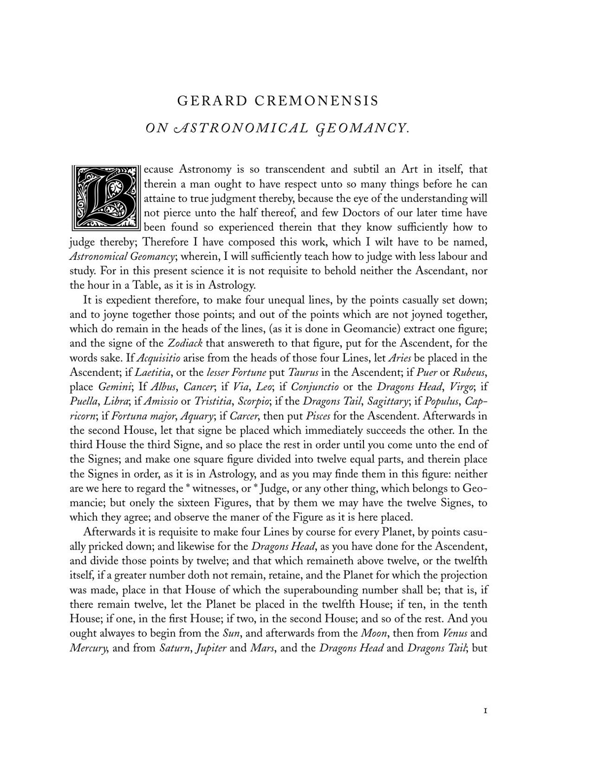 On Astronomical Geomancy