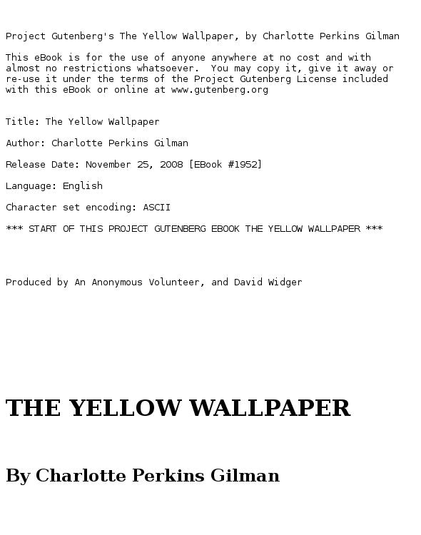 The Yellow Wallpaper