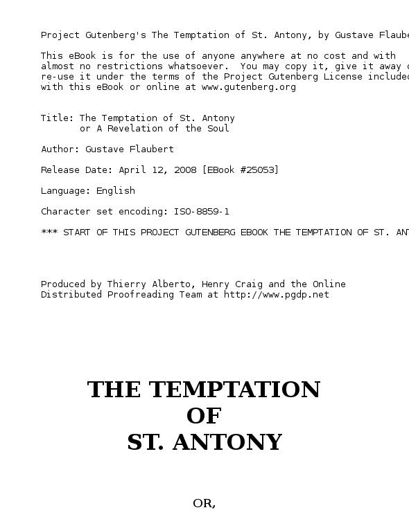 Tentation de saint Antoine. English