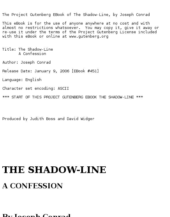 The Shadow Line; a confession
