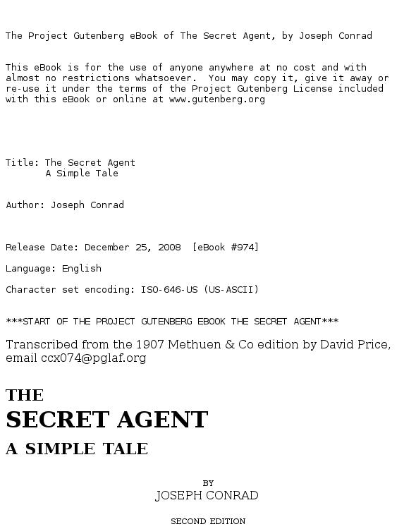 The Secret Agent; a Simple Tale