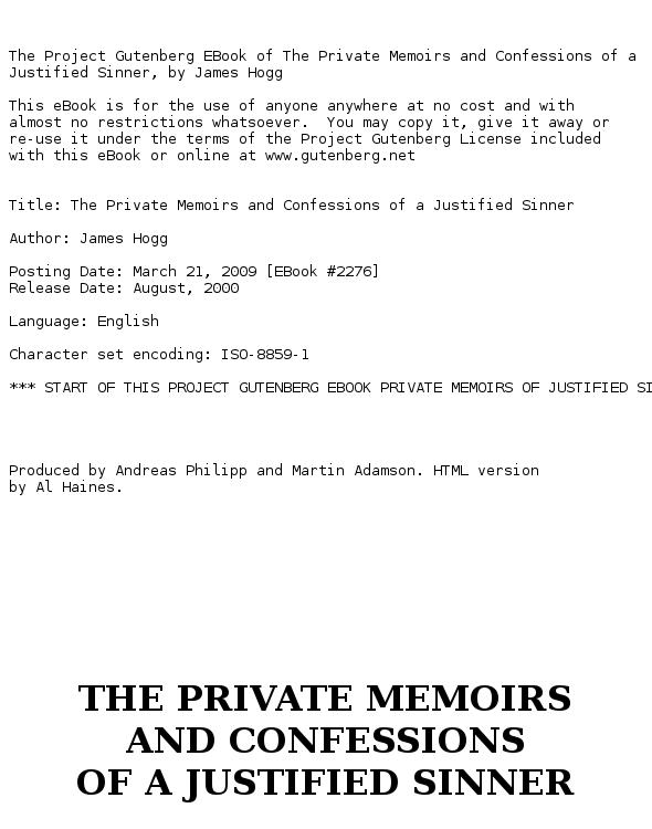 The Private Memoirs and Confessions of a Justified Sinner