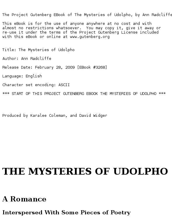 The Mysteries of Udolpho