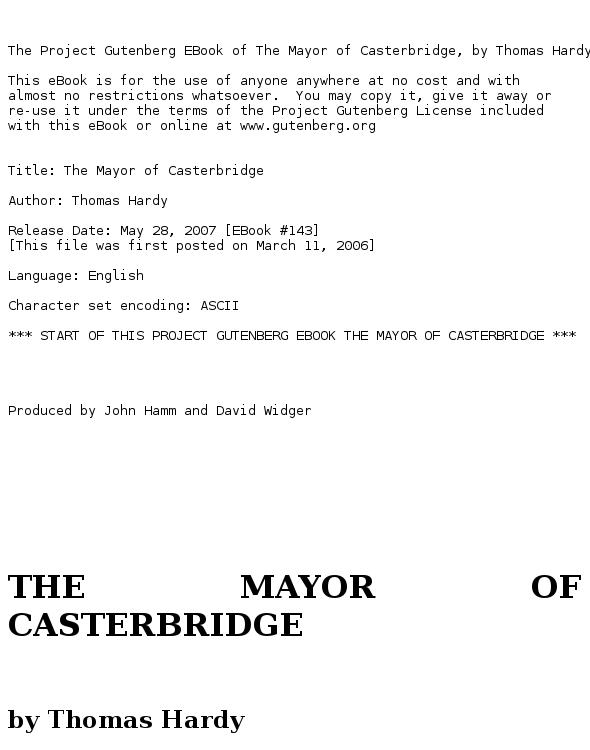 The Mayor of Casterbridge