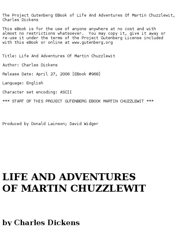 The life and adventures of Martin Chuzzlewit