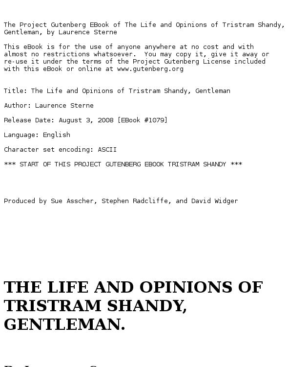 The Life and Opinions of Tristram Shandy, Gentleman