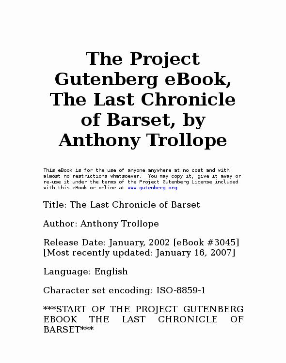 The Last Chronicle of Barset