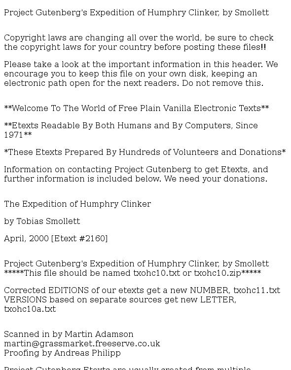 The Expedition of Humphry Clinker