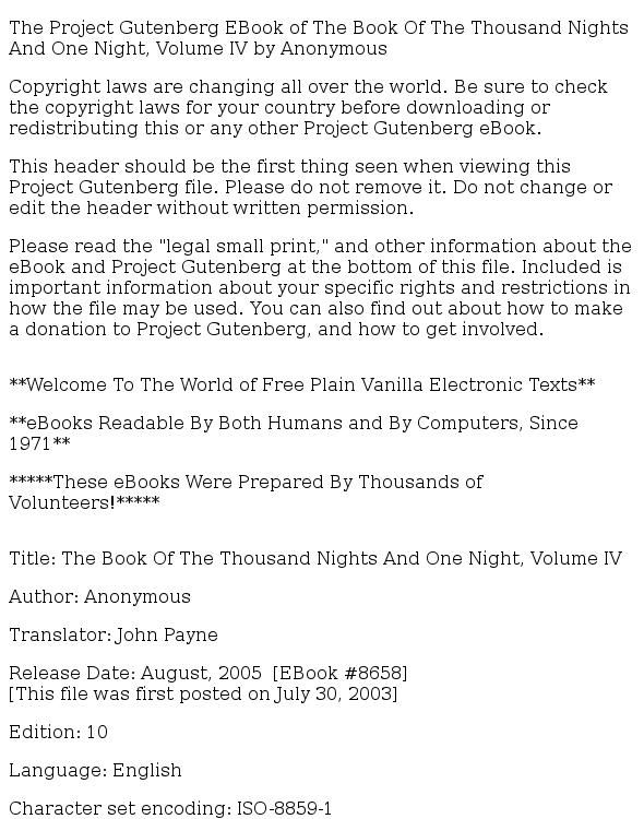 The Book of the Thousand Nights and One Night, Volume IV