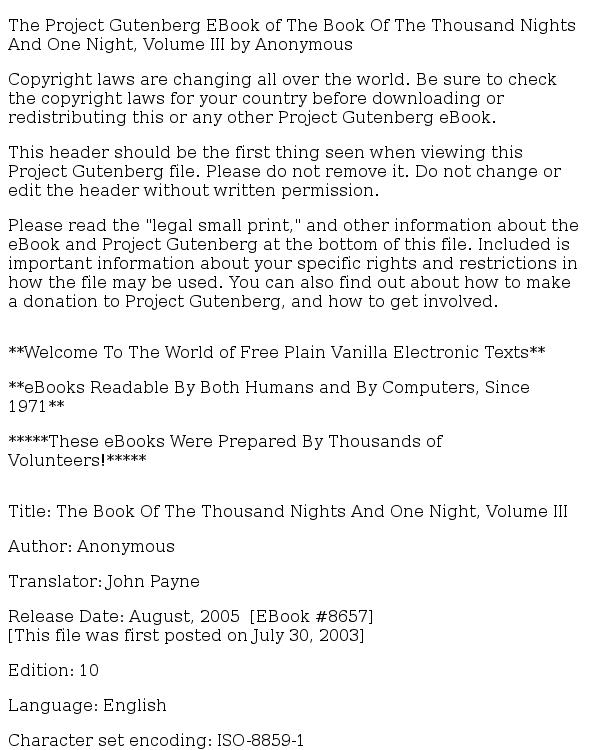 The Book of the Thousand Nights and One Night, Volume III