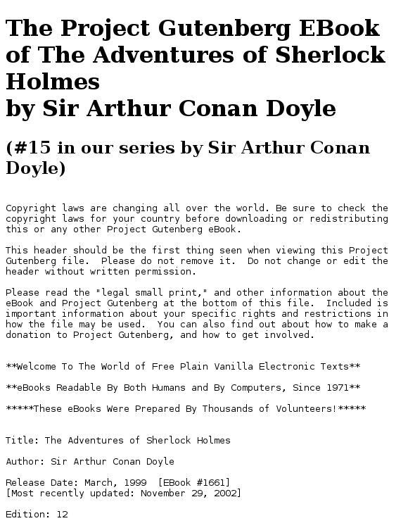 The Adventures of Sherlock Holmes