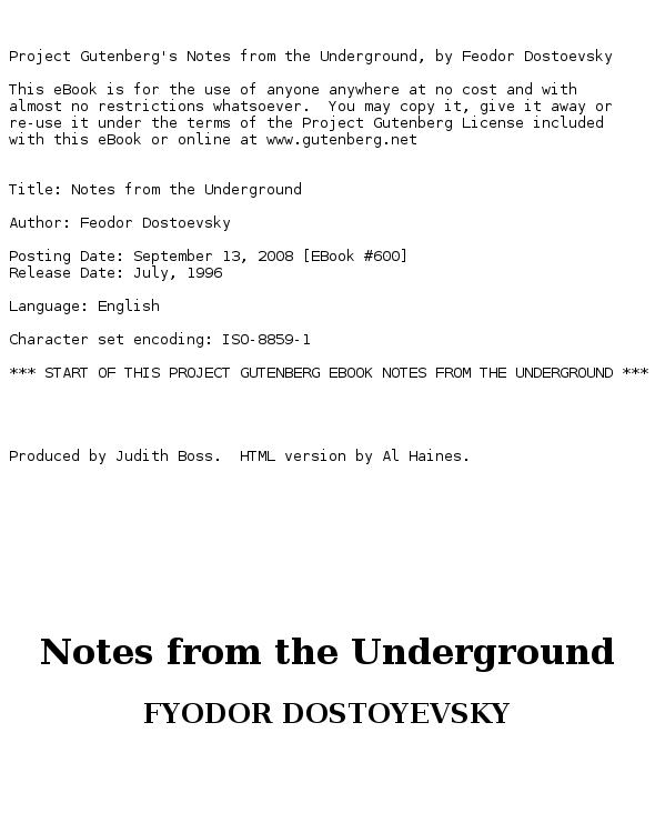 Notes from the Underground