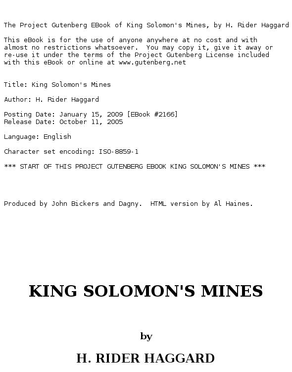 King Solomon's Mines