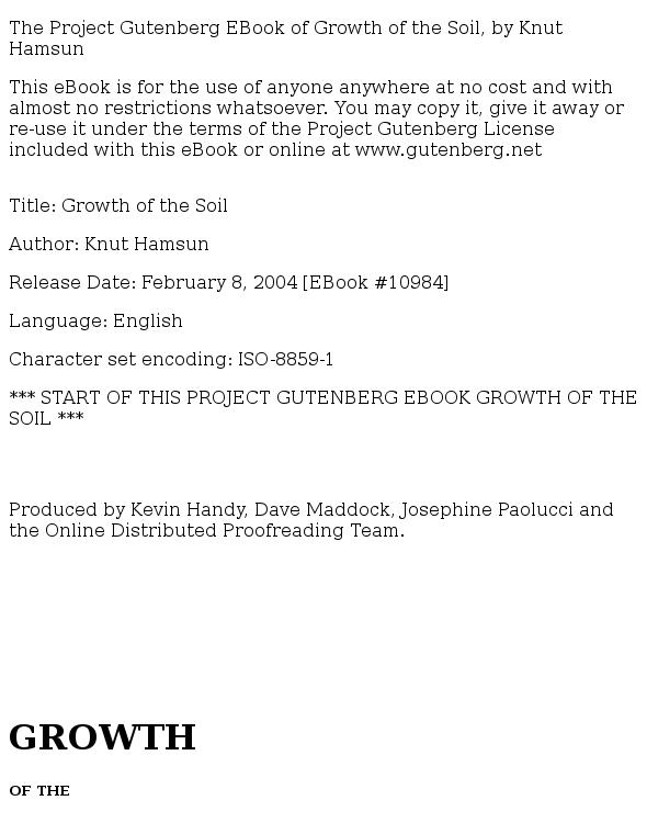 Growth of the Soil