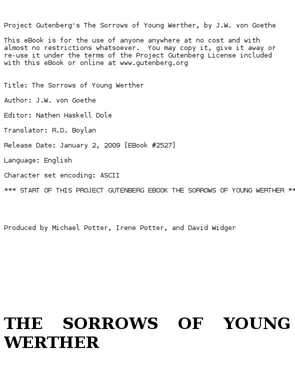 The Sorrows of Young Werther