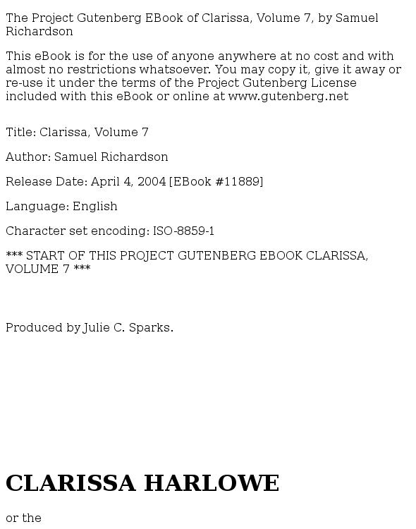 Clarissa Harlowe; or the history of a young lady — Volume 7