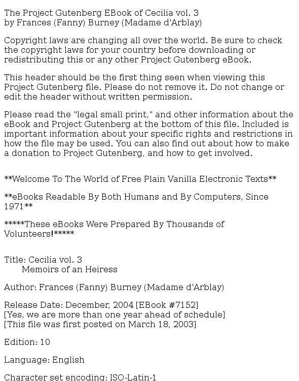 Cecilia; Or, Memoirs of an Heiress — Volume 3