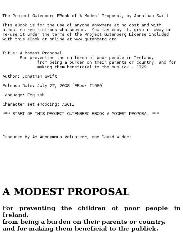 A Modest Proposal